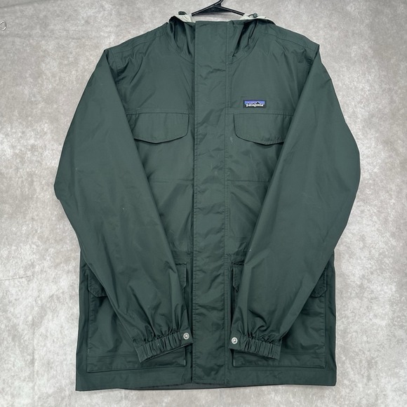 Patagonia Jackets & Blazers - Patagonia H2No Rain Jacket Mens M Green Hooded Waterproof Shell Full Zip Coat